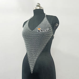 Top de Cota de Malla Medieval Hecha a Mano, Cota de Malla con Anillos de 10 mm, Atuendo de Feria Renacentista, Disfraz de Danza del Vientre, Armadura de Cosplay - Product Image 4