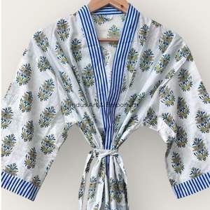 Vente en gros Peignoir en coton imprimé bloc de main Années 60 - Product Image 5