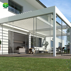 Pergola de jardin à ouverture électrique et étanche en aluminium avec lumière LED - Product Image 2