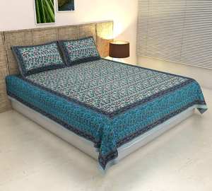 ผ้าปูเตียงที่ทนทานสไตล์อินเดียผ้าคอตตอนพิมพ์ลายบล็อกสำหรับตกแต่งบ้าน - Product Image 1