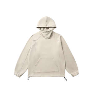 Sudaderas con capucha para hombre con logotipo personalizado 350gsm ropa de calle de peso pesado polar cuello alto de cara completa Sudadera con capucha para hombre sudaderas con capucha - Product Image 4