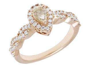 Moissanite diamante joyería plata esterlina chapado en oro redondo y pera diamante antiguo boda compromiso banda anillo para mujer - Product Image 3