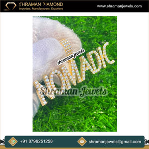 Gran oferta, collar con colgante de diamante cultivado en laboratorio personalizado de lujo, Plata de Ley 925 con placa de identificación personalizada chapada en oro - Product Image 2