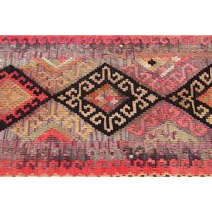 2.7x12 ft Turkish Vintage Rug, <b>Runner</b> Rug, Kilim <b>Red</b> Wool Rug - Product Image 4