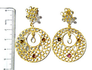 Boucles d'oreilles clous en argent 925 faites à la main avec zircon polki et tourmaline, style bohème hippie, cadeau de mariage, bijoux pour femmes - Product Image 3