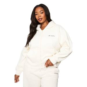 Sudadera con Capucha y Cremallera Delantera Personalizada al por Mayor para Mujer, 100% Algodón, Felpa, Ropa de Calle, Suéteres, Chaqueta de Otoño Invierno - Product Image 1