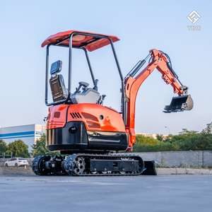 Mini Escavatore Idraulico Rosso da 1,5 Tonnellate per Lavori di Giardinaggio, Agricoltura e Costruzione - Product Image 4