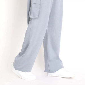 Pantalon de survêtement pour homme personnalisé, vintage, luxe, délavé à l'acide, ample, en laine, à lacets, évasé, taille mi-haute, décontracté, écologique, en polaire, broderie soleil - Product Image 4