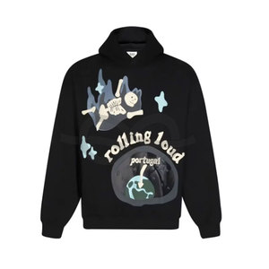 Top qualité 100% coton vêtements pour hommes sweats à capuche Denim Streetwear survêtements bouffée impression larmes à capuche pour hommes - Product Image 1