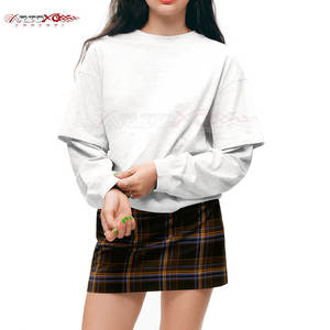 Camiseta de mezcla de algodón de doble capa para mujer con hombro caído y diseño de ajuste de gran tamaño, camiseta de manga larga de doble capa para mujer - Product Image 5