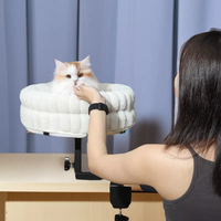 Lit de bureau pour chat à rotation de 360 degrés Mobilier de nid de chat d'intérieur moderne pour bureaux et tables de jeux Table d'île Lit de bureau réglable pour chat