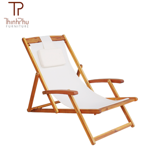 Silla de Playa Plegable de Madera ThinhPhu con Tela Oxford, Silla de Descanso para Jardín y Piscina - Product Image 2