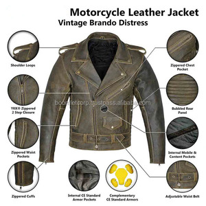 OEM Service Custom Made Logo Leather Mens Biker Jacket Turn Down <b>Coller</b> Wind Proof Leather Jacket for Men - Product Image 3