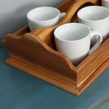 Juego de Bandejas para Tazas de Madera, Ecológico, Sostenible, Organizador de Bebidas de Madera, Presentación Elegante para Mesa, Estilo Contemporáneo - Product Image 5