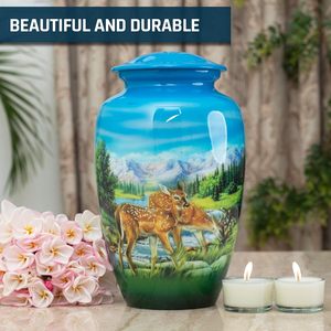 Urna de cremación de ciervo de pastoreo para adultos | Urna conmemorativa de cenizas humanas para adultos, entierro, urnas de cremación funeraria | 200 pulgadas cúbicas (Grande) - Product Image 6