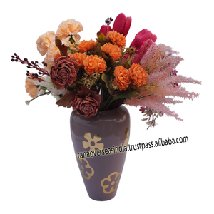 Jarrón decorativo de mesa de metal y aluminio con patrón floral para fiesta, boda, sala de estar al mejor precio - Product Image 1
