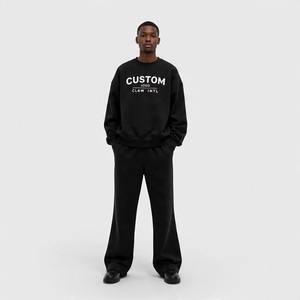 Streetwear personnalisé pour hommes Rhinestone survêtement vierge Boxy décontracté à capuche évasé ensemble de pantalons de survêtement - Product Image 5