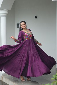 <b>Presents</b> this Stunning Beautiful Digital Printed Ethnic Wear Fully Flaired Gown Set Collection Half INNER Attached Heavy Crepe - Product Image 5