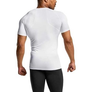 2025 Camisetas de compresión de patrón sólido de manga corta para hombres adultos Ropa de cuello redondo-Venta al por mayor - Product Image 2