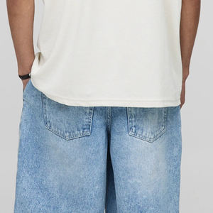 Factory Rate With Logo Comfortable Casual <b>Zipper</b> Fly & Button Closure Casual Wear Cotton Blend Men Denim Jean <b>Shorts</b> Light Wash - Product Image 3