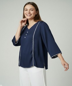 Kurta en coton tendance, travail de doublure boutonnée uniquement, haut pour tous les jours, prix de gros, vêtement ethnique bleu pour femmes, séchage rapide - Product Image 2