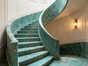 Escalier en granit vert Amazony de luxe, design Dubaï et Ouest, escaliers en granit vert haut de gamme utilisés dans les hôtels et villas - Product Image 2