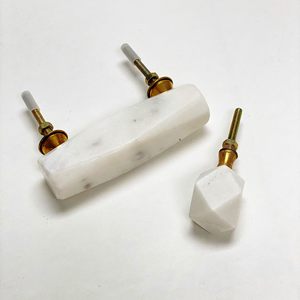 Perillas de mármol más vendidas de color dorado y blanco con tamaño de forma de color personalizado Hecho en artículo de India - Product Image 3