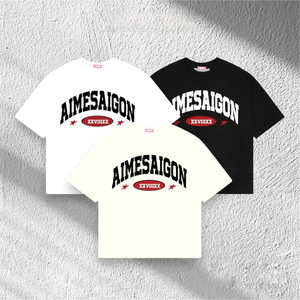 Camiseta Unisex ODM OEM Boxy de talla grande bordada de longitud corta hecha en Vietnam para adolescentes, hombres y mujeres - Product Image 3