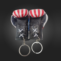 Porte-clés Gant de Boxe Professionnel en Cuir PU de Haute Qualité, Mini, à Doigts Entiers, avec Lacets au Poignet et Affichage de Logo Personnalisé