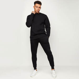 Chándal negro de Invierno en Blanco ajustado con su propio logotipo de diseño 100% algodón Streetwear conjunto de chándal con capucha - Product Image 3