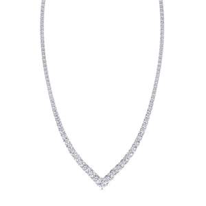 Collar de Tenis Chevron de Lujo con 22 Diamantes de Laboratorio, Color DEF, Claridad VVS/VS, Oro Blanco de 14K con Baño de Rodio, Venta al Por Mayor - Product Image 4