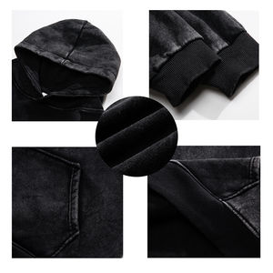 Sweats à capuche délavés à l'acide poids lourd vierge sweats Vintage Stone Wash Logo personnalisé bases surdimensionnées Boxy Fit pour hommes - Product Image 6