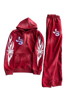 Chándal con logotipo personalizado unisex con cremallera y parche desgastado para correr 100% algodón estilo vintage de talla grande térmico para hombres - Product Image 1