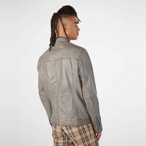 Chaqueta de cuero gris genuino para hombre Cuero de grano completo de alta calidad con aspecto vintage Ideal para moda urbana y aventuras al aire libre - Product Image 2