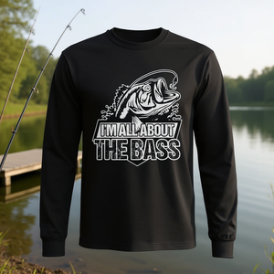 T-shirt a maniche lunghe per pescatori e amanti della pesca: tutto sulle canne da pesca per bass. Prodotto promozionale. - Product Image 3