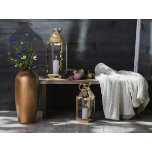 Handmade Gold Metal Votive <b>Holder</b> Latest Sparkling Glass <b>Candle</b> Lantern Shiny Hammered Finish for Home <b>Garden</b> Decorative Top - Product Image 1