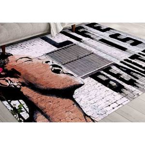 Alfombra de Lana Ecológica con Diseño de Mujer de Banksy, Alfombra de Chenilla con Parches, Impresión 3D, Antideslizante con Base de Látex - Product Image 3