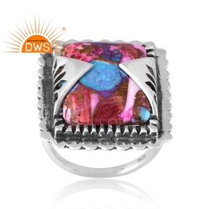 Stylish Design 925 Silver Natural Mojave Copper Purple Qyster <b>Turquoise</b> Gemstone <b>Ring</b> For Women Custom Jewelry Manufacturer - Product Image 1