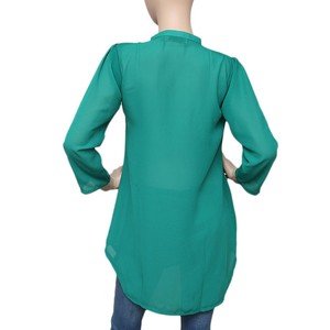 Top de chifón con cremallera para mujer - Verde - Product Image 3
