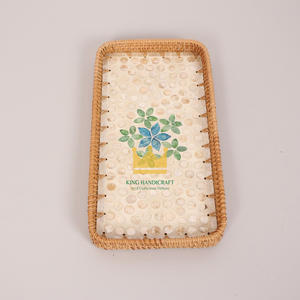 Coloré en coquille rotin tissé plateau créatif à la main assiette de fruits plateau de rangement maison comptoir décoration du Vietnam - Product Image 3