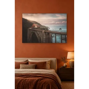 Impression sur toile du pont en arc de Fida Bixby et de la côte océanique - Product Image 1