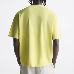 Men's High Quality Boxy T <b>Shirt</b> Solid Color Washed Oversize Short Sleeve Tee Tops <b>100</b>% Cotton <b>Polyester</b> Customizable Boxy Tee - Product Image 2