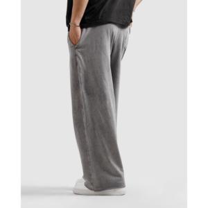 Pantalones Unisex de Corte Relajado en Gris Lavado 100% Algodón con Bordes Crudos 240 GSM - Product Image 5