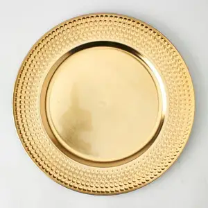 High Quality Metal Charger Plate Wedding Supplies Dinner Plates Gold Wholesale Plate for Wedding Banquet Party Events Christmas