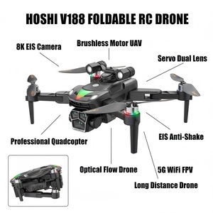 Drone <span class=keywords><strong>RC</strong></span> pliable HOSHI V188 avec double caméra 8K EIS, moteur sans balais, objectif servo à flux optique, quadricoptère jouet, meilleur <span class=keywords><strong>cadeau</strong></span> de Noël - Product Image 1
