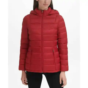 Veste matelassée personnalisée fermeture éclair bulle rembourrée 2024 veste matelassée pour femme dernière conception couleur rouge polyester nylon respirant - Product Image 5