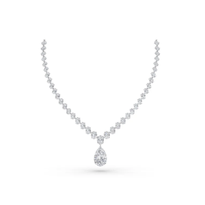 Elegante conjunto de collar de diamantes ovalados y de pera brillante diseñado para novias perfecto para bodas y eventos especiales - Product Image 2