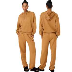 Trajes de chándal de entrenamiento para mujer, pantalones personalizados, conjunto de dos piezas para correr, chándal de algodón lavado con ácido, diseños para mujer - Product Image 1