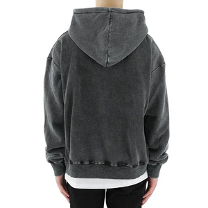 เสื้อฮู้ดซิปแบบโอเวอร์ไซส์ ล้างสีแบบแอซิด ทำสีซีดแบบดิสเทรส ผ้าฝ้าย สตรีทแวร์ ผู้ชาย ขายดี รับสั่งทำ - Product Image 4