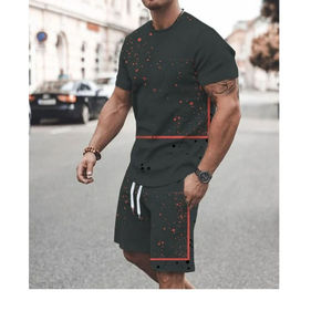 ชุดกางเกงขาสั้นสำหรับผู้ชายชุดเสื้อยืดแขนสั้นระบายอากาศได้ดีวัสดุผ้าฝ้าย100% แห้งเร็วและกางเกงขาสั้นสำหรับผู้ชาย - Product Image 2